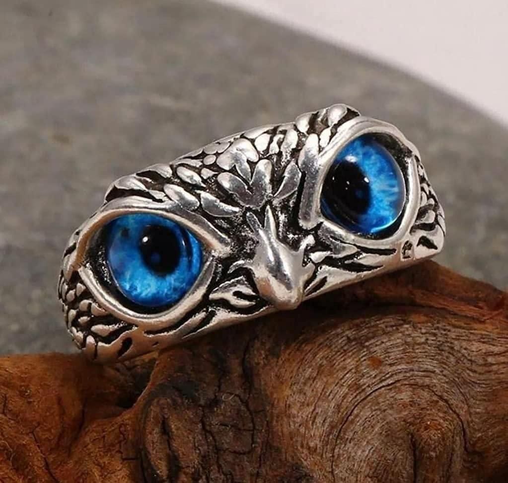 Silver Plated Owl Eye Ring for Men & Women
