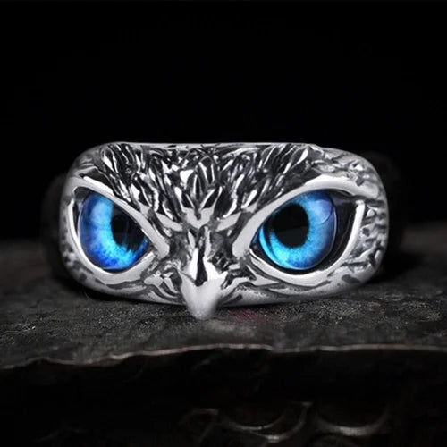 Silver Plated Owl Eye Ring for Men & Women
